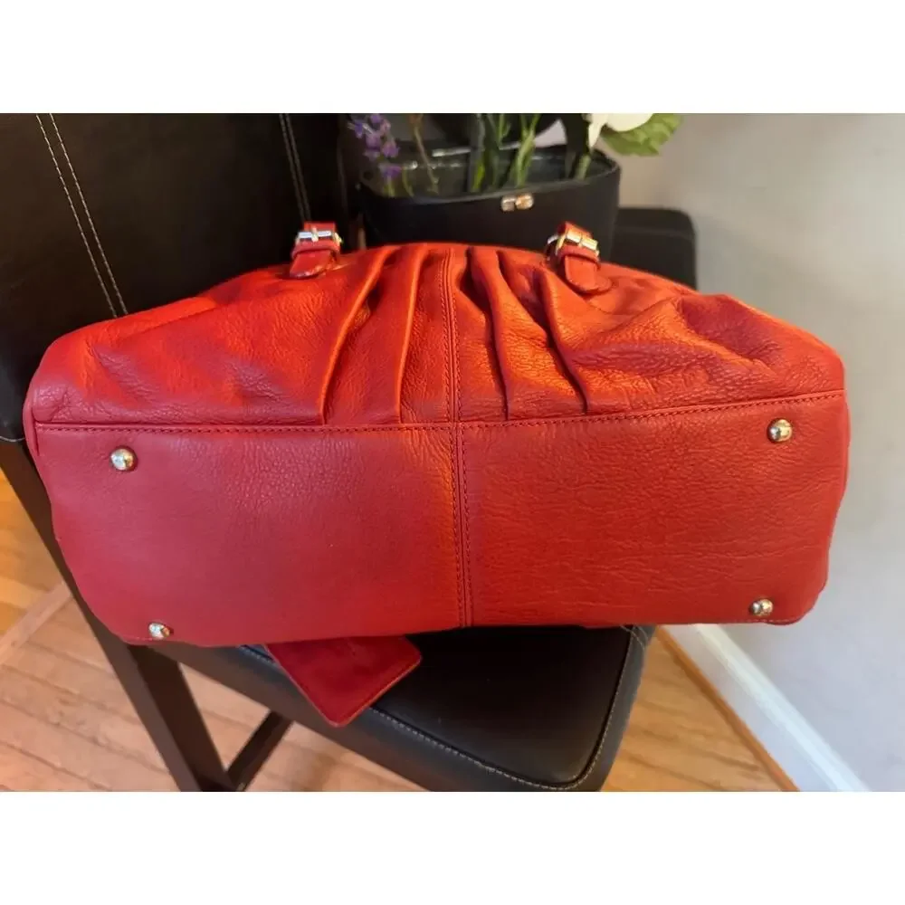 WEEKEND MAXMARA PEBBLE LEATHER red TOTE BAG SATCHEL (120
